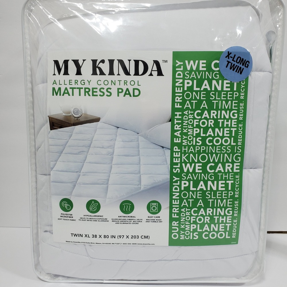 My Kinda Allergy Control Mattress Pad Twin XL White New Antimicrobial Microfiber